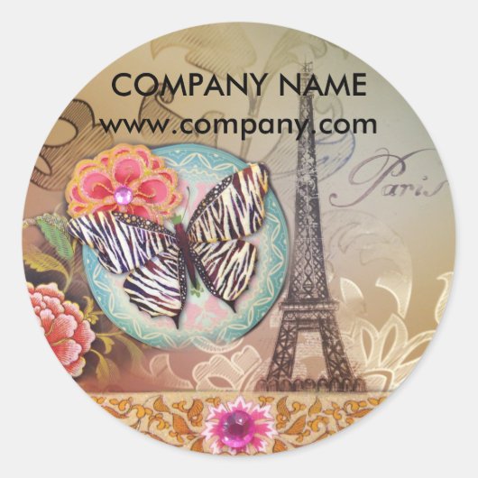 chic paris eiffel tower ronde sticker (Voorkant)