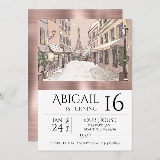 Chic Paris Eiffel Tower Roos Gold Trendy Kaart (Voorkant / Achterkant)