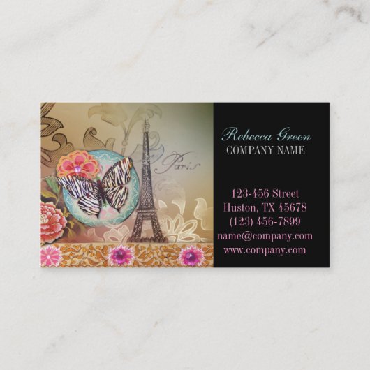 chic paris eiffel tower visitekaartje (Voorkant)