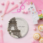 Chic Paris Eiffeltoren & Rozen Elegant feest Papieren Bordje (Feest)