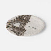 Chic Paris Eiffeltoren & Rozen Elegant feest Papieren Bordje (Gekanteld)