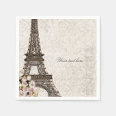Chic Paris Eiffeltoren & Rozen Elegant feest Servetten (Voorkant)