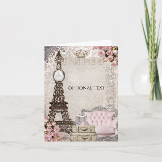 Chic Paris Eiffeltoren & Rozen Elegante Bedankt (Voorkant)