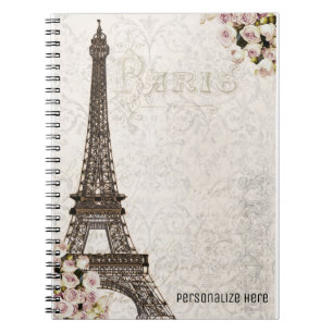 Chic Paris Eiffeltoren & Rozen Elegante Op Maat Notitieboek