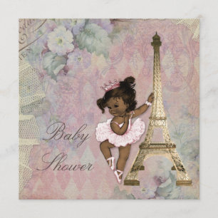 Chic Paris Ethnic Princess Ballerina Baby shower Kaart