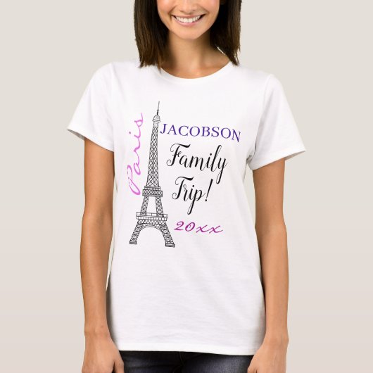 Chic Paris France Eiffel Tower Family Trip T-shirt (Voorkant)