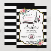Chic Paris Girl and Poodle Birthday Party Kaart (Voorkant / Achterkant)
