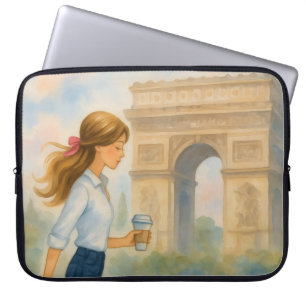 Chic Paris Girl beroemd gemaakt door Arc de Triomp Laptop Sleeve