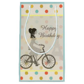 Chic Paris Girl Riding Bike Cute Birthday Klein Cadeauzakje (Voorkant)