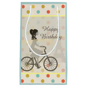 Chic Paris Girl Riding Bike Cute Birthday Klein Cadeauzakje