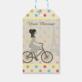 Chic Paris Girl Riding Bike Dotty Custom Cadeaulabel (Voorkant)