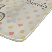 Chic Paris Girl Riding Bike Dotty Personalized Snijplank (Hoek)