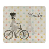 Chic Paris Girl Riding Bike Dotty Personalized Snijplank (Voorkant)