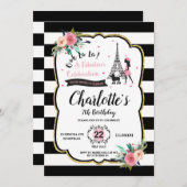 Chic Paris meisje en poedel verjaardagsfeestje Kaart (Voorkant / Achterkant)