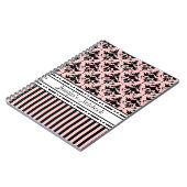 Chic Paris Pink and Black Damask en Stripes Notitieboek (Linkerzijde)