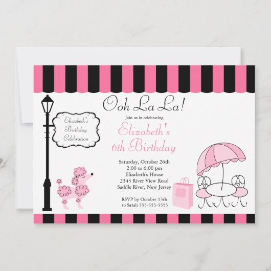 Chic Paris Pink Birthday Party - Uitnodigingen (Voorkant)
