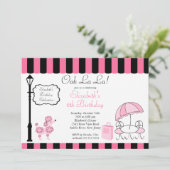 Chic Paris Pink Birthday Party - Uitnodigingen (Staand voorkant)