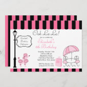 Chic Paris Pink Birthday Party - Uitnodigingen (Voorkant / Achterkant)