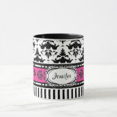 Chic Paris Stripes en Damask Voeg Jouw naam toe Mok (Midden)