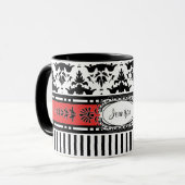 Chic Paris Stripes en Damask Voeg Jouw naam toe Mok (Voorkant links)