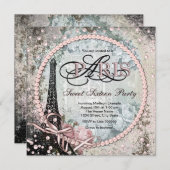 Chic Paris Sweet 16 Party Kaart (Voorkant / Achterkant)