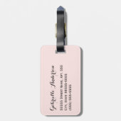 Chic Parisian Pink Polka Dots Black Bow and Name Bagagelabel (Achterkant verticaal)