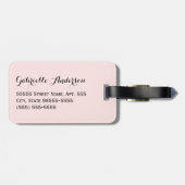 Chic Parisian Pink Polka Dots Black Bow and Name Bagagelabel (Achterkant horizontaal)