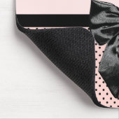 Chic Parisian Pink Polka Dots Black Bow and Name Muismat (Hoek)