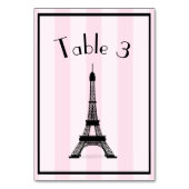 Chic Parisian Pink Stripe Black Eiffel Tower Kaart (Achterkant)