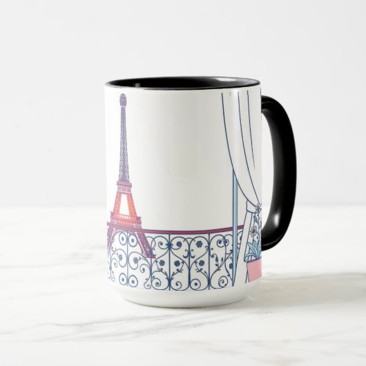 Chic Parisian Window Haussmann Style Custom Name Mok (Voorkant rechts)