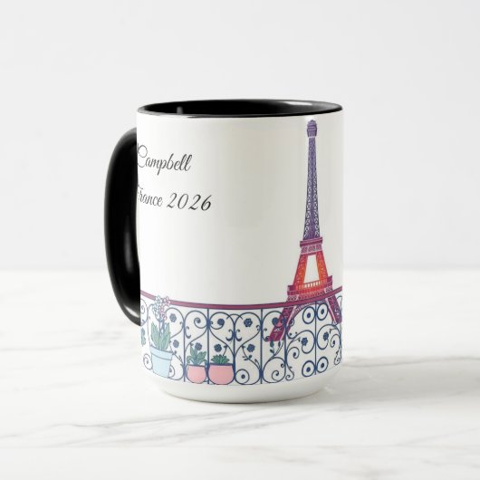 Chic Parisian Window Haussmann Style Custom Name Mok (Voorkant links)