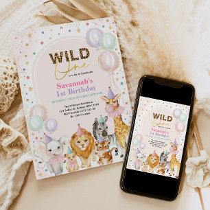 Chic Party Animals Wild Safari Girl 1e verjaardag Kaart