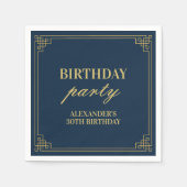 Chic Party Navy Gold Gatsby Art deco Frame Servet (Voorkant)