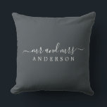 Chic Pas getrouwd de heer Mrs Black White Monogram Kussen<br><div class="desc">Een moderne monogramme zwart-witte kussen met de tekst Mr en Mrs. in wit elegant schrift. Voeg gewoon je getrouwde naam toe. Voor dit stijlvolle ontwerp wordt het zwart zwart zwart-wit met een zwart kleur gebruikt. Perfect luxe cadeau voor het pas gehuwde koppel. Exclusief voor u ontworpen door Happy Dolphin Studio....</div>