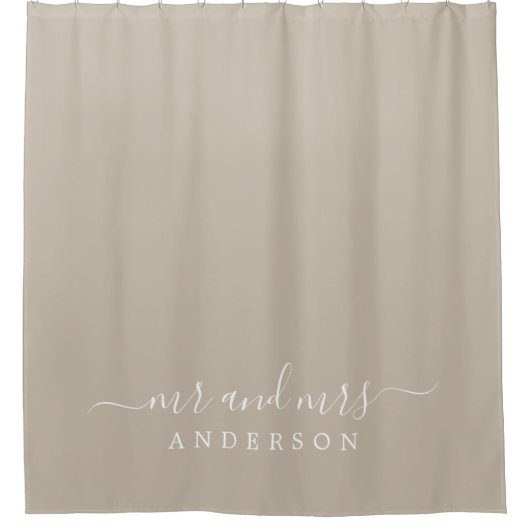 Chic Pas getrouwd de heer Mrs Gray Monogram Douchegordijn (Voorkant)