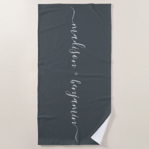 Chic Pas getrouwd Monogram Namen Off-Black Strandlaken