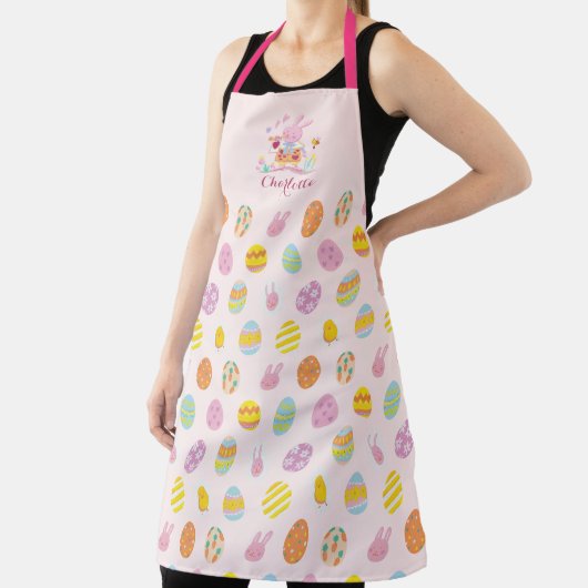 Chic Pasen Roze Bunny Tuin Ei Patroon Schort (Insitu)
