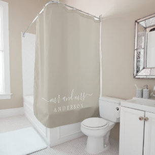 Chic Pasgetrouwd Mr Mrs Gray Monogram Douchegordijn