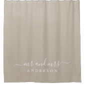 Chic Pasgetrouwd Mr Mrs Gray Monogram Douchegordijn (Voorkant)