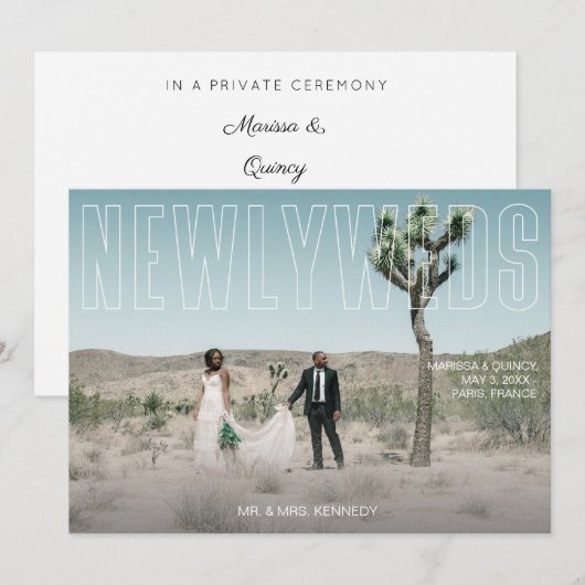 Chic Passen getrouwd & foto's Horizontaal Kaart (Voorkant / Achterkant)