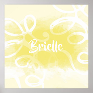 Chic pasta gele Waterverf zwenken met naam Poster
