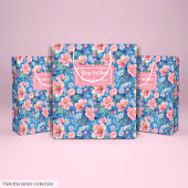 Chic pastel blauw en blush roze preppy floral medium cadeauzakje