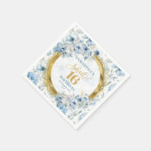 Chic Pastel Blauw Sweet 16 servet met Gouden Spark (Hoek)