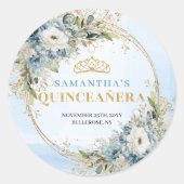 Chic Pastel Blauwe Groene Quinceañera Sticker (Voorkant)