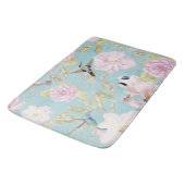 Chic Pastel Blauwgroen Rozen Hummingbird Patroon Badmat (Gekanteld)