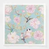 Chic Pastel Blauwgroen Rozen Hummingbird Patroon Servetten (Voorkant)