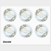 Chic Pastel Blue Gold Greenery Quinceañera Sticker (Vel)