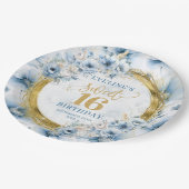 Chic Pastel Blue Sweet 16 Gold Sparkle Party Bord (Gekanteld)