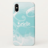 Chic Pastel Blue Waterverf Swirls met naam Case-Mate iPhone Case (Achterkant)