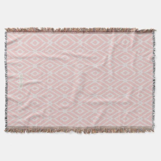 Chic pastel blush roze ikat tribal diamantpatroon deken (Voorkant)
